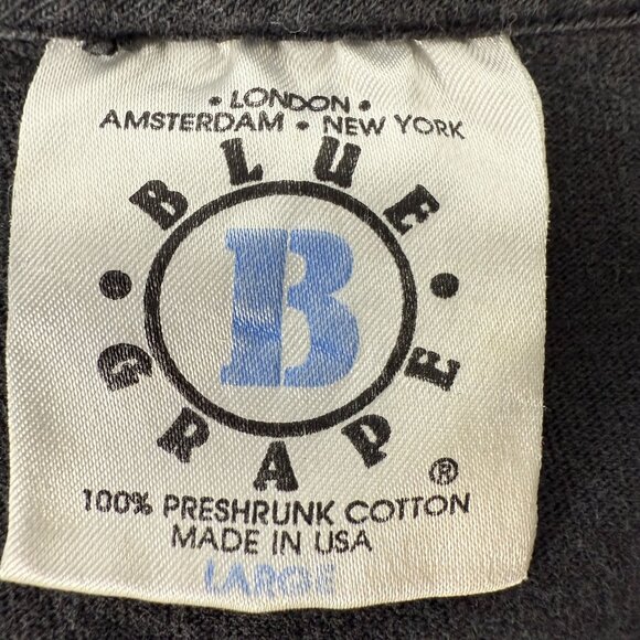 1997 Blue Grape Damned In Flames Graphic T-Shirt Black Preshrunk Cotton Mens L - Picture 4 of 11